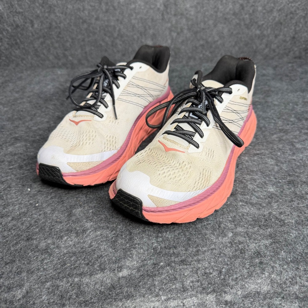 Hoka One‎ One Clifton 6 Womens Running Shoes Cream Coral Pink 1102873 Sneaker